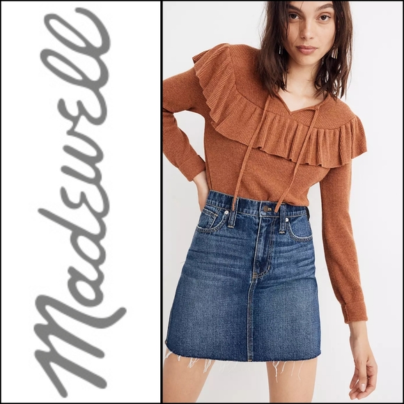 Madewell Rigid Distressed Denim Mini Skirt. 24 - Picture 3 of 16